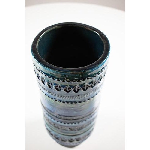 Italian Blue Vase by Bitossi For Sale - Image 3 of 9