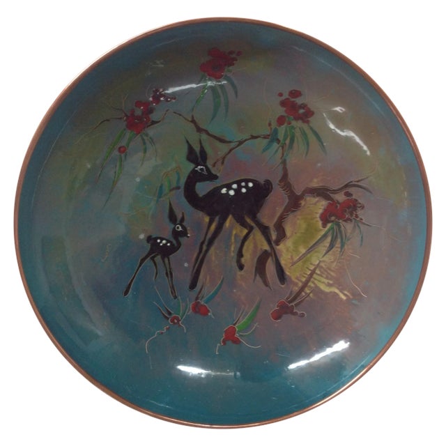 Mid-Century Enameled Copper Charger For Sale