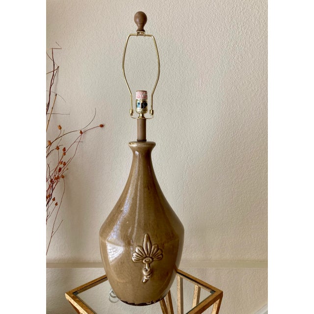 Like New Pre-Owned Condition. Brand New Allure Lampshade Included. Substantial in size, this beauty’s rustic pottery look-...