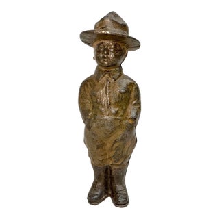 Cast Iron Dough Boy w.w.i. Soldier Still Bank. By Grey Iron Toy Co., C. 1919 For Sale