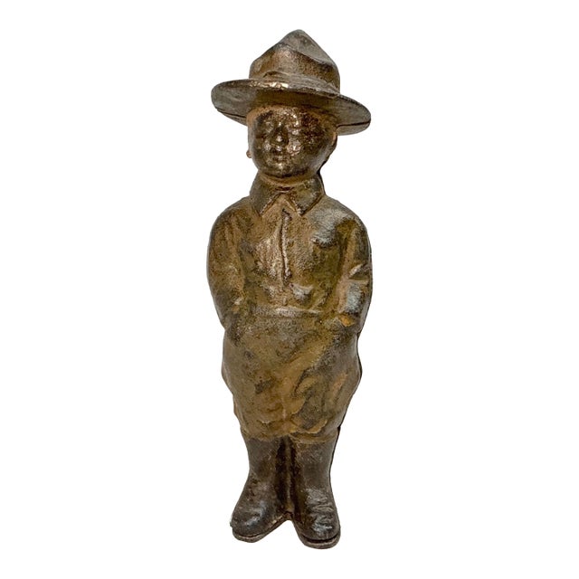 Cast Iron Dough Boy w.w.i. Soldier Still Bank. By Grey Iron Toy Co., C. 1919 For Sale