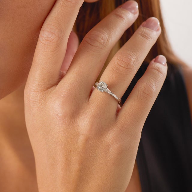 1950s Mid Century Gia 1.11 Carat Old Mine Cut Diamond Platinum Engagement Ring, Size 5.25 For Sale - Image 5 of 8