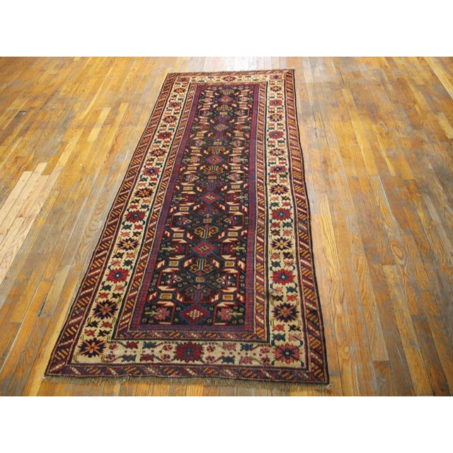 Tribal 1880s Brown Geometric Tribal Antique Caucasian Shirvan Carpet 3'2" X 8' Wool Handknotted Rug For Sale - Image 3 of 4