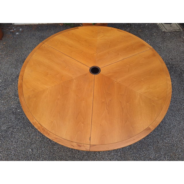 Round Extendable Table with Lacquered Metal Base and Wooden Top by Francesco Fois for Bernini, Italy, 1986, in Good...