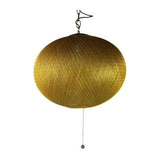 Mid-Century Woven Fiberglass Swag Light For Sale