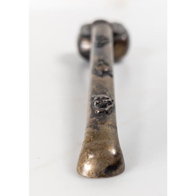 Silver 19th Century Japanese Meiji Silver Yatate Writing Set With Oni Masks For Sale - Image 8 of 14