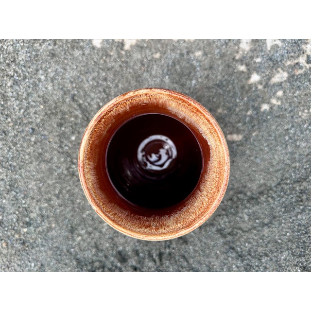 Hand-Thrown Studio Ceramic Vase with Beige Flow Glaze on Reddish-Brown Glossy Glaze, Germany, 1960s For Sale - Image 9 of 15