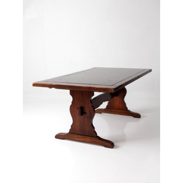 Late 20th Century Vintage Spanish Style Trestle Dining Table For Sale - Image 5 of 17