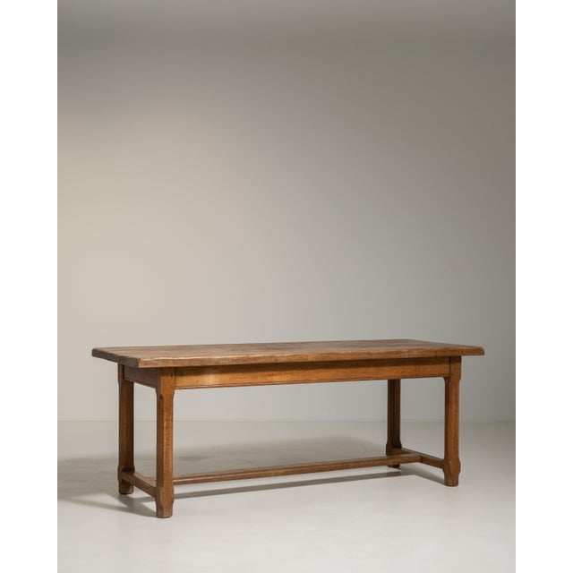 Early 20th Century Early 20th Century Oak Trestle Dining Table For Sale - Image 5 of 7