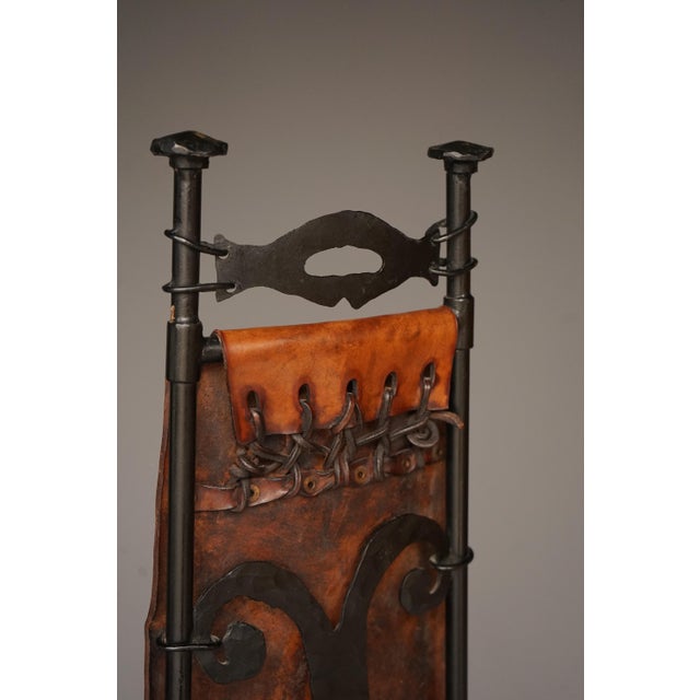 Iron & Leather Side Chair from Sido and François Thévenin, 1980s For Sale - Image 15 of 16