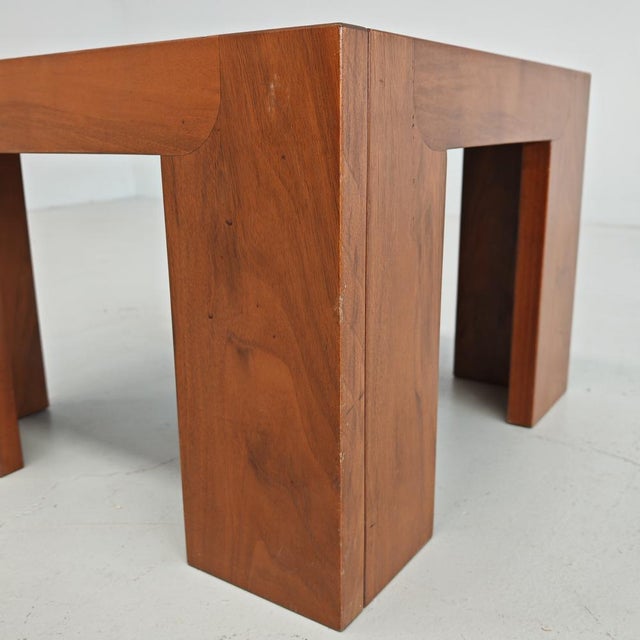 Small Square Walnut Coffee Table, 1970s For Sale - Image 3 of 16