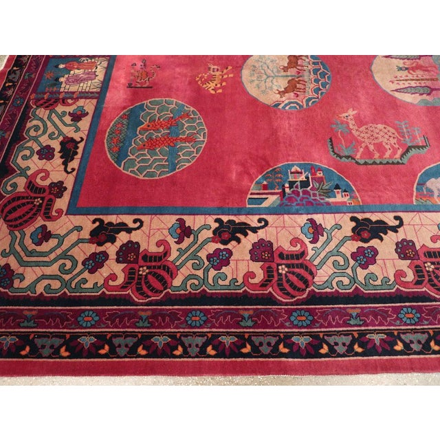 Mid 20th Century Galerie Shabab Collection Mid-20th Century Handmade Chinese Pictorial Art Deco Room Size Carpet For Sale - Image 5 of 8