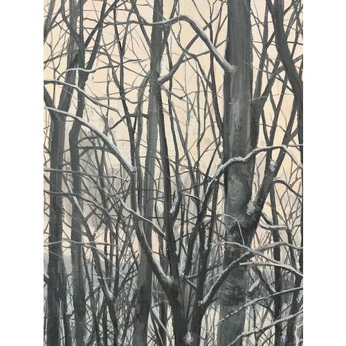 Blue Claude Sauthier, Snowy Forest, 1970s, Oil on Canvas For Sale - Image 8 of 13