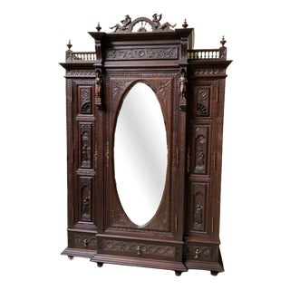 Antique Breton China Cabinet, 1880 For Sale