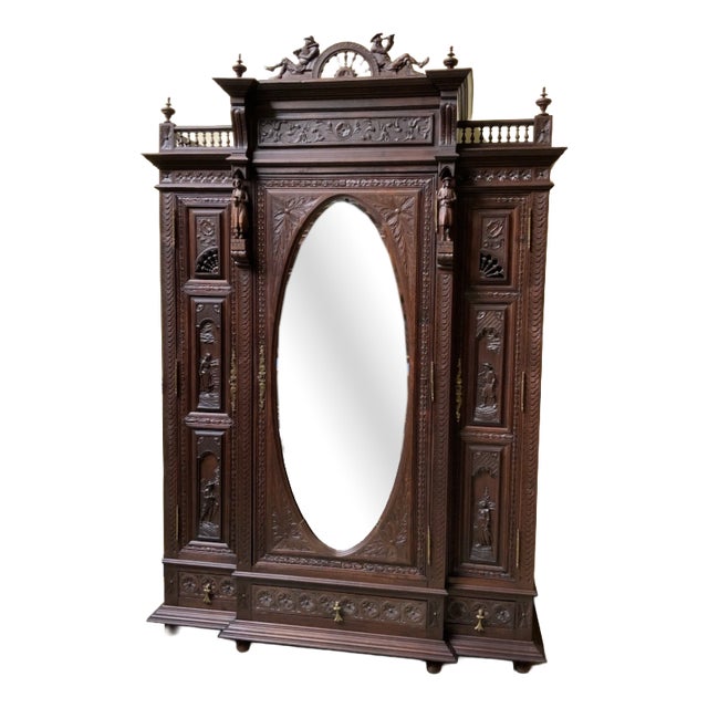 Antique Breton China Cabinet, 1880 For Sale