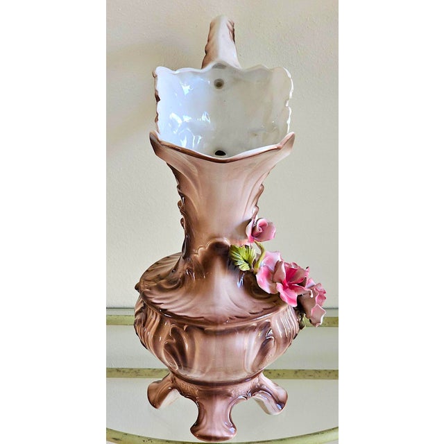 Vintage Italian Capodimonte Porcelain Floral Pitcher Ewer / Vase For Sale - Image 12 of 18