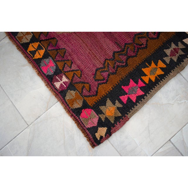 Handwoven Turkish Kilim Anatolian Flat Weave Purple Rug For Sale - Image 11 of 16