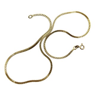 Vintage 14k Gold Squared Wheat Chain For Sale