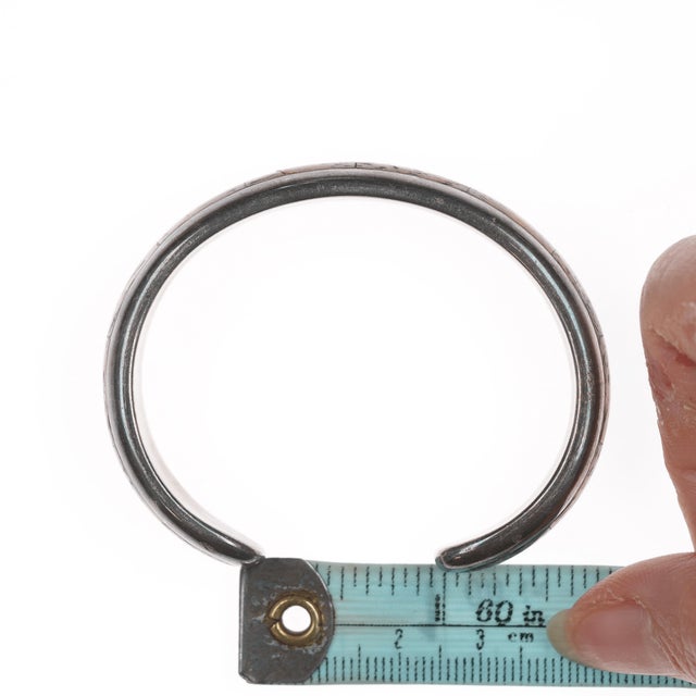 6" Native American sterling inlaid cuff bracelet For Sale - Image 9 of 11