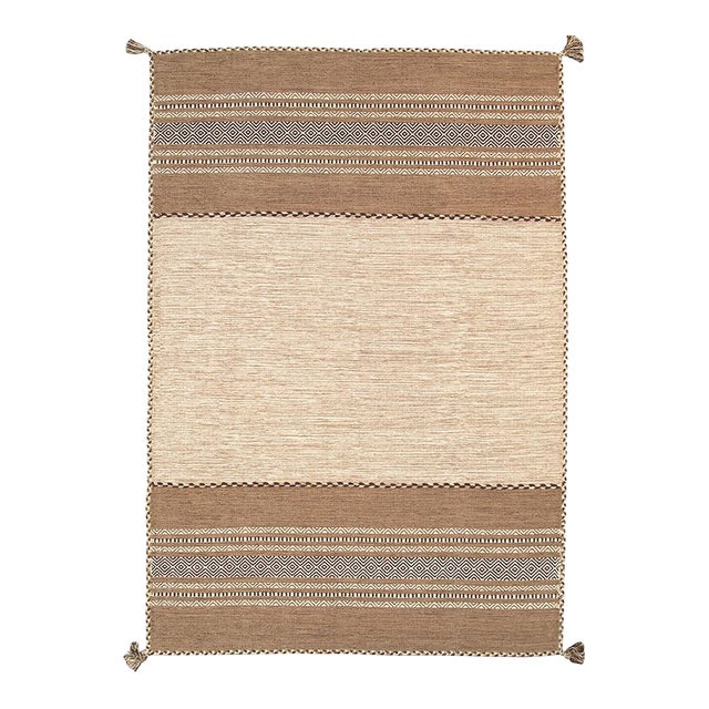Pasargad Home Kilim Ivory Wool Area Rug- 5' 2" X 7' 6" For Sale