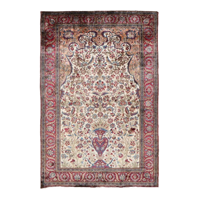 Silk Kashan Prayer Rug no. 10953 For Sale