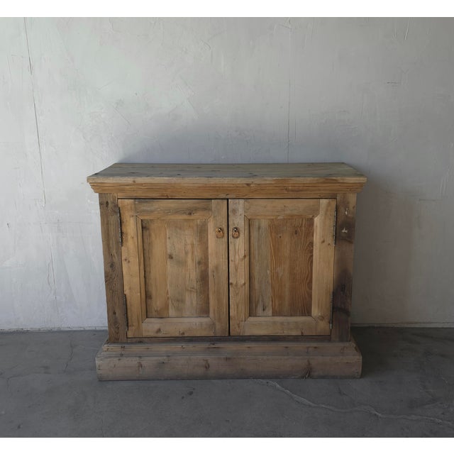 Contemporary Antique Rustic European Distressed Wood Cabinet For Sale - Image 3 of 13
