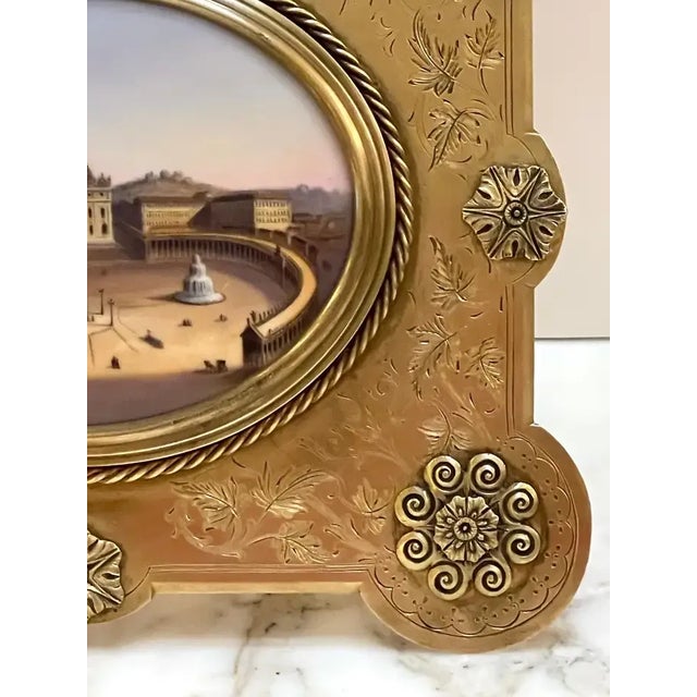 19th C Grand Tour Painting on Porcelain View of Vatican/St. Peter's Basilica For Sale - Image 10 of 13