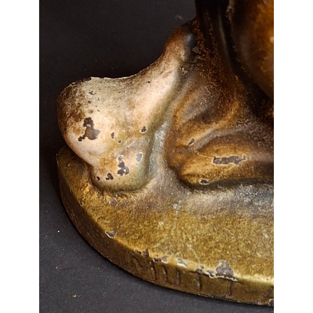 Antique Cast Iron Mutt and His Bone Dog Doorstop 1930s Original Paint Greenblatt For Sale - Image 9 of 17