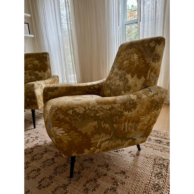 Textile Pierce & Ward Upholstered Chair 1950's Italian Armchairs in the Style of Marco Zanuso For Sale - Image 7 of 7