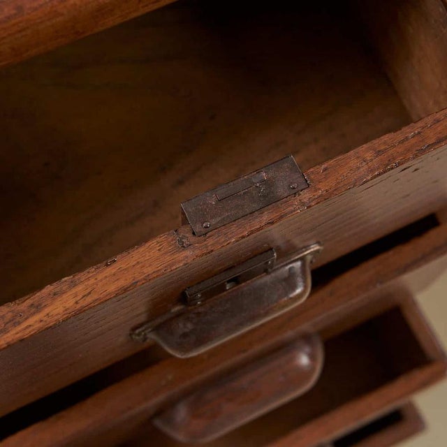 Nine-Drawer Desk with Genuine Leather Top For Sale - Image 4 of 11