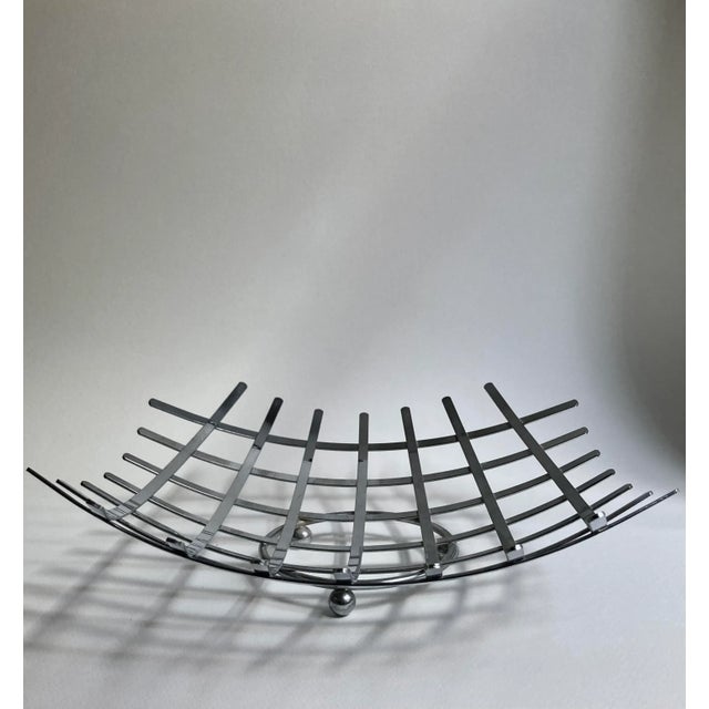 Vintage Modern Curved Criss Cross Chrome Fruit Basket For Sale - Image 13 of 13