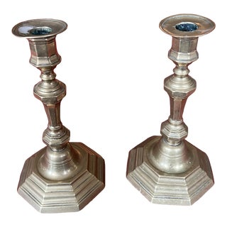 18th Century Brass Louis XVI Candlesticks - a Pair For Sale