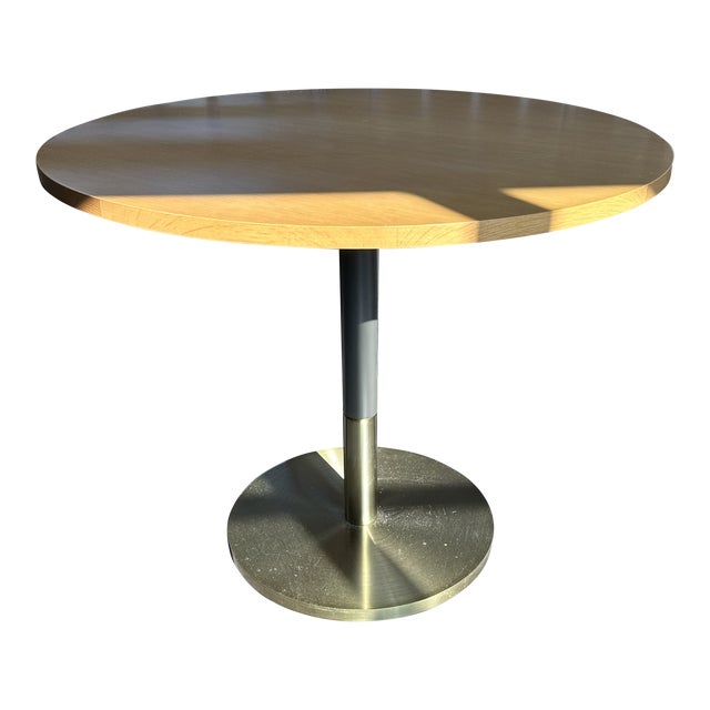 West Elm Round Restaurant Sand and Oak Dining Table Chairish