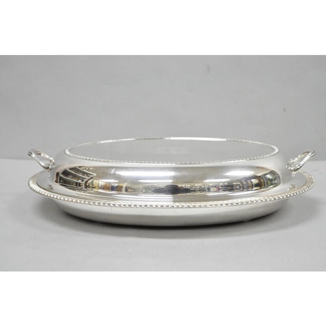 Victorian Antique English Regency Silver Plated Large Covered Serving Dish 'M" Monogram For Sale - Image 3 of 17