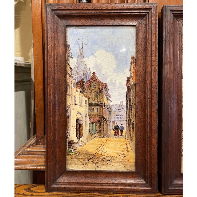 Bring architectural character and Victorian artistry to an interior with this elegant pair of antique ceramic wall...