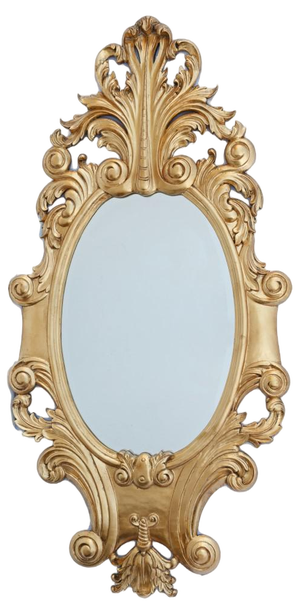 Italian Gilt Rococo Mirror Carved Frame Oval Glass