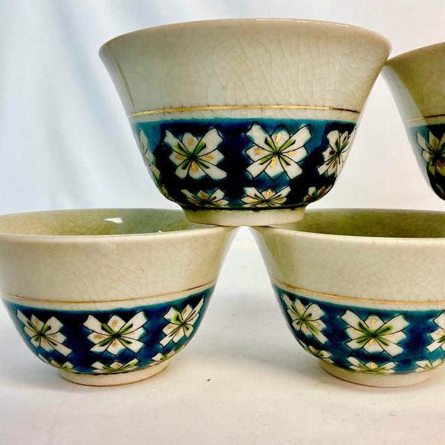 Vintage Chinoiserie Boho Chic Ceramic Pottery Sauce Cups - Set of 5. For Sale - Image 4 of 12