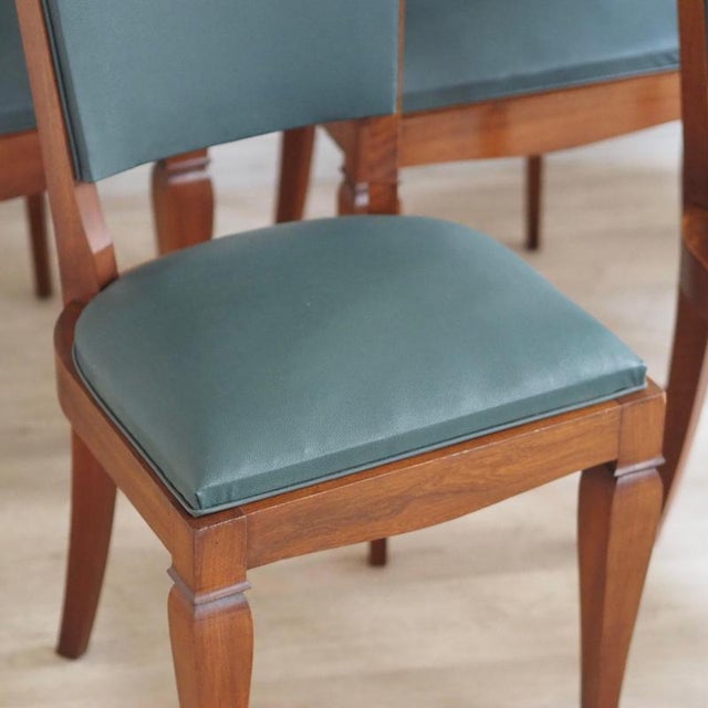 Art Deco Chairs with Petrol Faux Leather Seats, 1930s, Set of 6 For Sale - Image 6 of 18