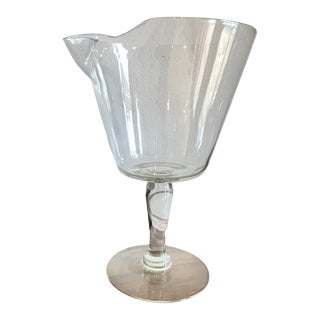Vintage Giant Stemmed Clear Glass Cocktail Mixing Pitcher With Pour Spout For Sale