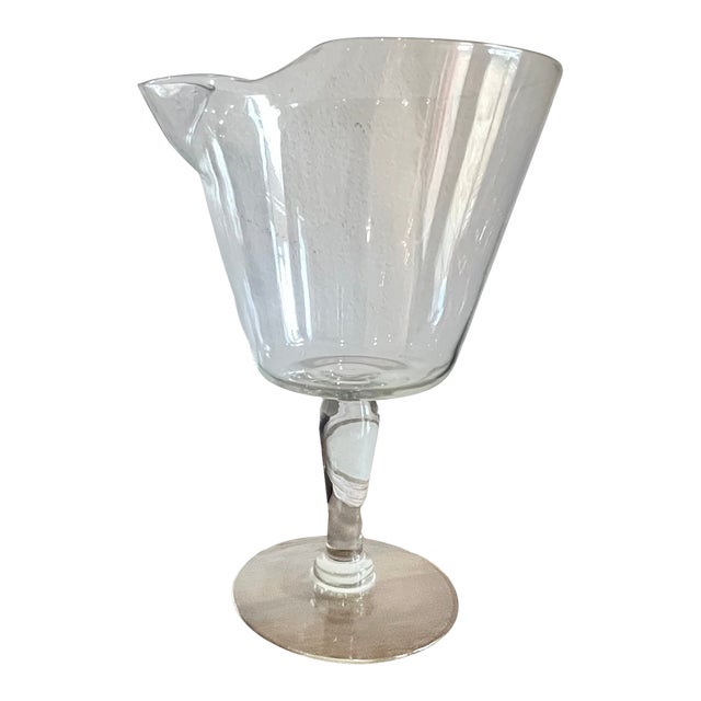 Vintage Giant Stemmed Clear Glass Cocktail Mixing Pitcher With Pour Spout For Sale
