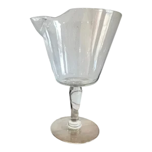 Vintage Giant Stemmed Clear Glass Cocktail Mixing Pitcher With Pour Spout