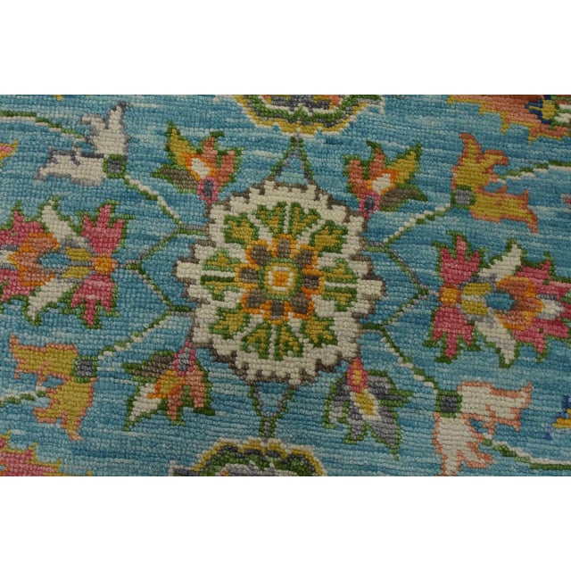 Blue Anatolia Rug 7’11” X 9’10” Blue Wool Modern Hand-Knotted Oriental Carpet For Sale - Image 8 of 15