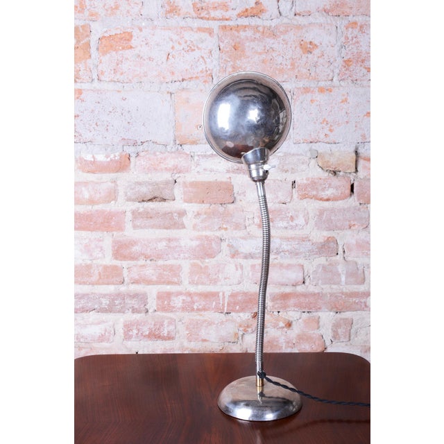 Bauhaus Table Lamp in Chrome-Plated Steel by M. Prokop, Czech, 1930s For Sale - Image 6 of 11