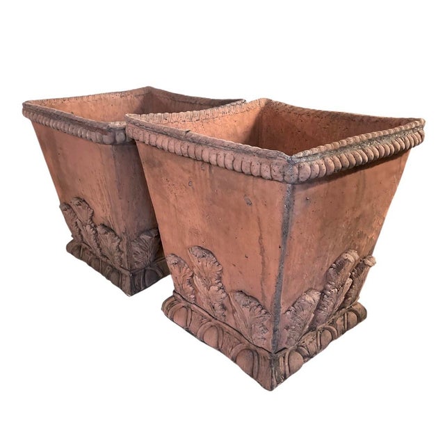This monumental pair of vintage cast stone planters captures the timeless, rustic elegance of the Italian countryside....