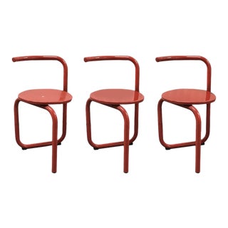 Mid-Century Modern Red Folding Paperclip Chairs - Set of 3 For Sale