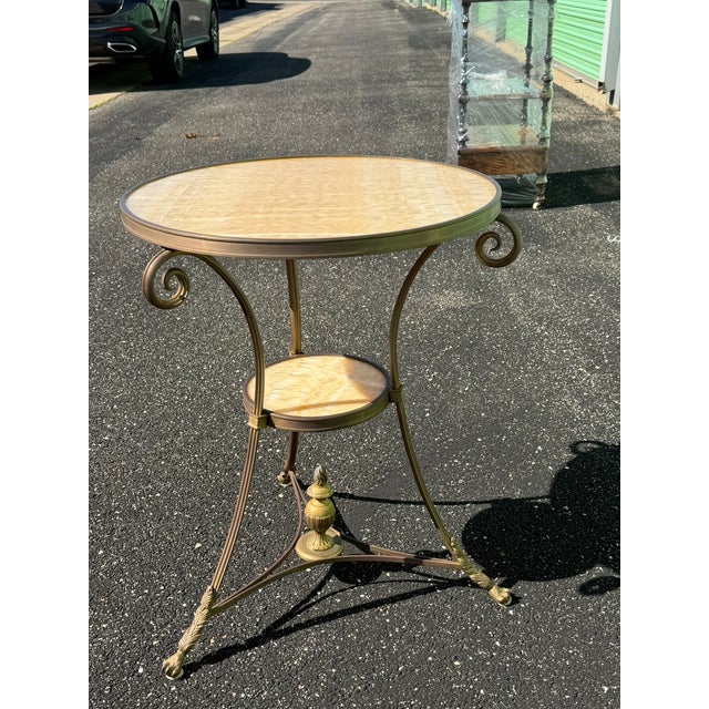 Marble & Iron Side Table — Ornate Scrollwork Base • Two‑Tier Design For Sale - Image 11 of 11