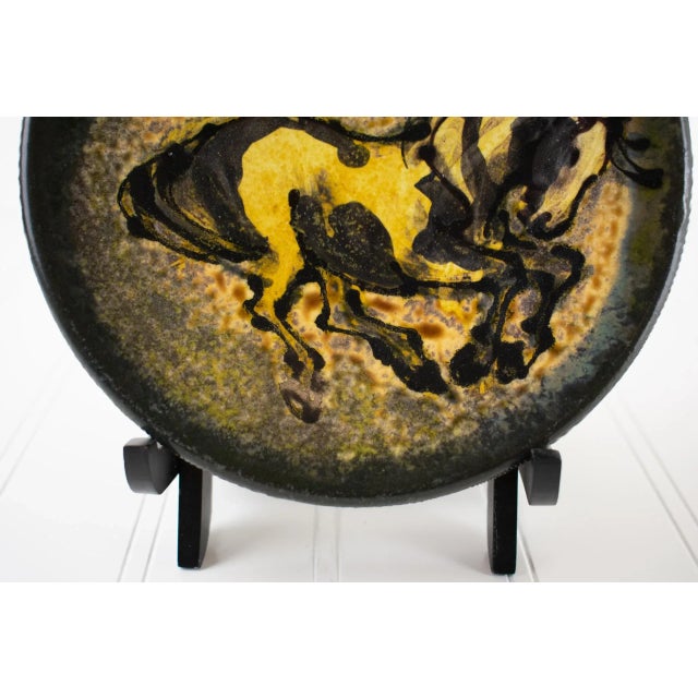 Horse Themed Handmade Stoneware Plate by Morris Pottery For Sale - Image 4 of 12