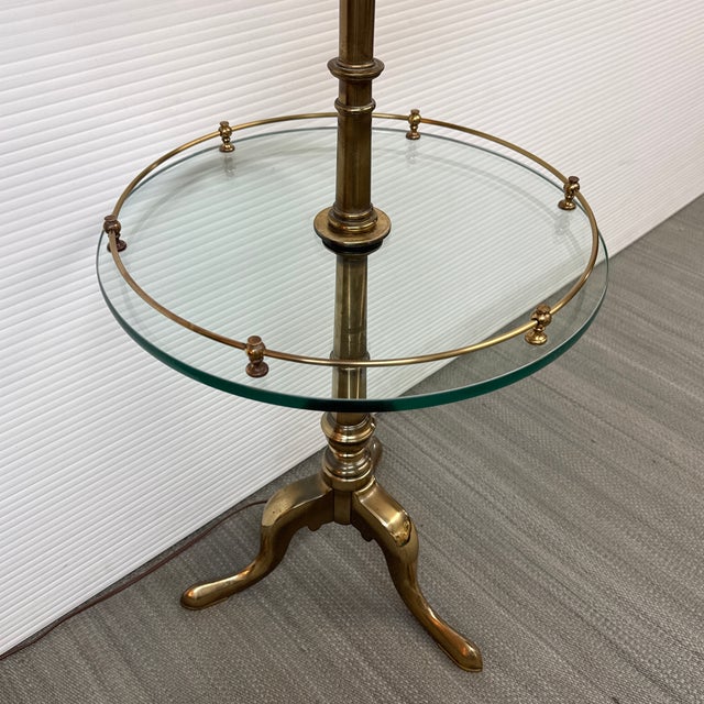 Stiffel Stiffel Brass Floor Lamp + Glass Table For Sale - Image 4 of 12