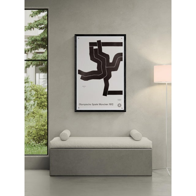 This original poster for the 1972 Munich Olympics, designed by acclaimed Spanish sculptor Eduardo Chillida, features a...