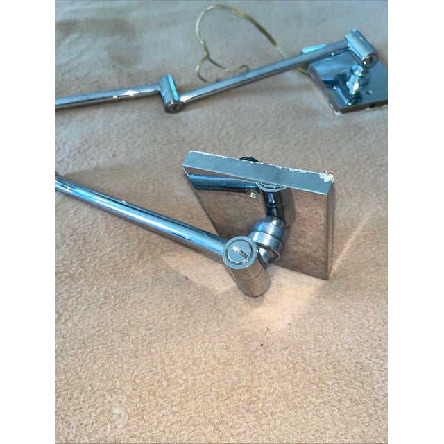 Carl Hansen 1970s Hansen Chrome Vintage Wall Lighting Fixtures - Set of 2 For Sale - Image 4 of 4